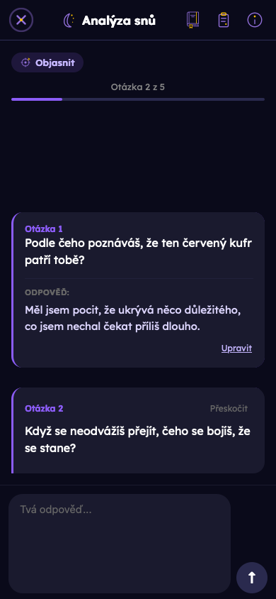 Smyšlený příklad: Odpověz na osobní otázky