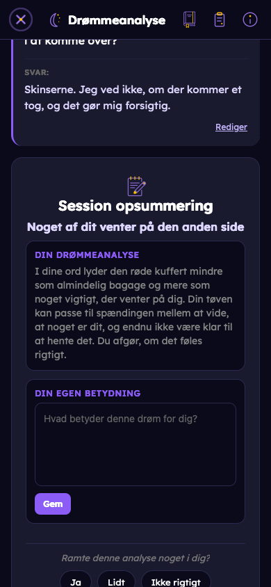 Fiktivt eksempel: Se, hvordan dine svar giver din drøm mening