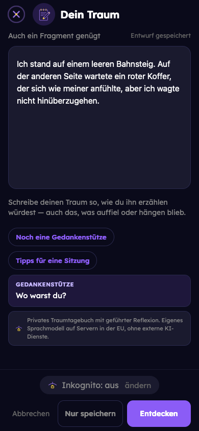Fiktives Beispiel: Traum festhalten