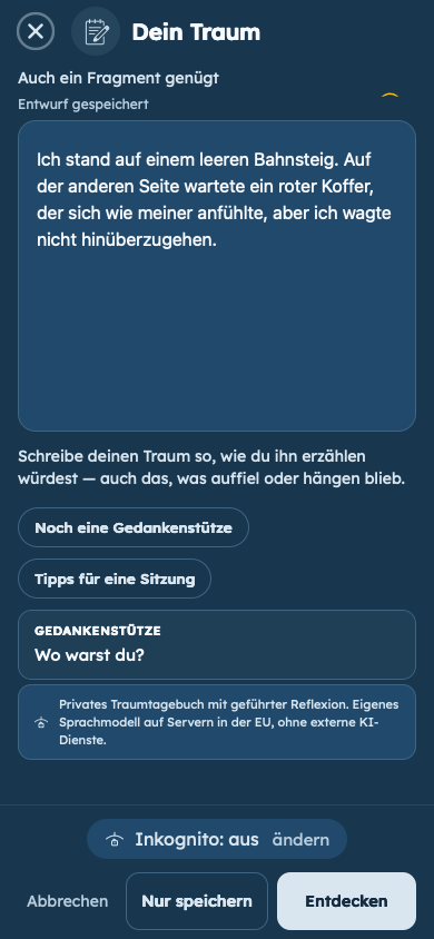 Fiktives Beispiel: Traum festhalten