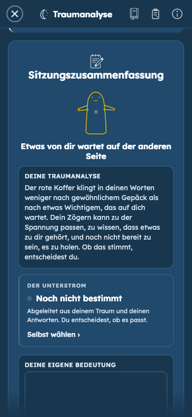 Fiktives Beispiel: Sieh, wie deine Antworten deinem Traum Bedeutung geben
