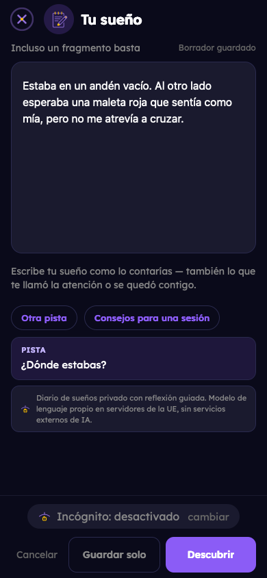 Ejemplo ficticio: Registra tu sueño
