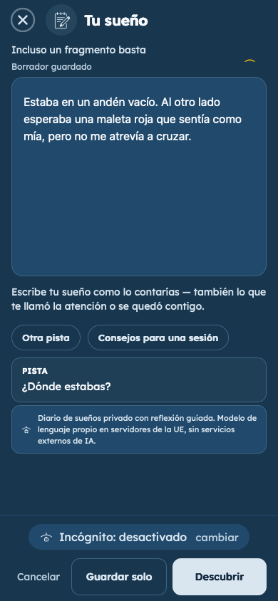 Ejemplo ficticio: Registra tu sueño