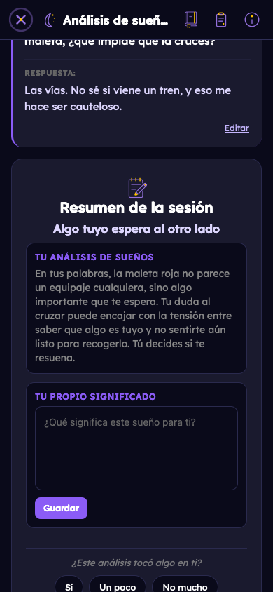 Ejemplo ficticio: Mira cómo tus respuestas dan significado a tu sueño