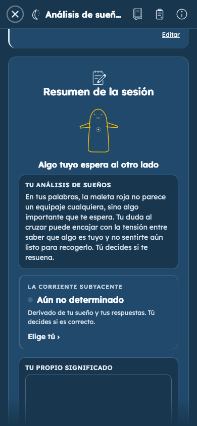Ejemplo ficticio: Mira cómo tus respuestas dan significado a tu sueño