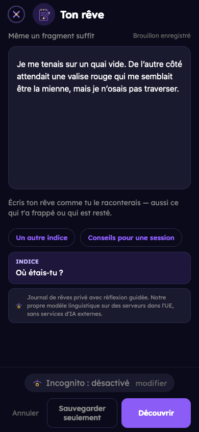 Exemple fictif: Note ton rêve