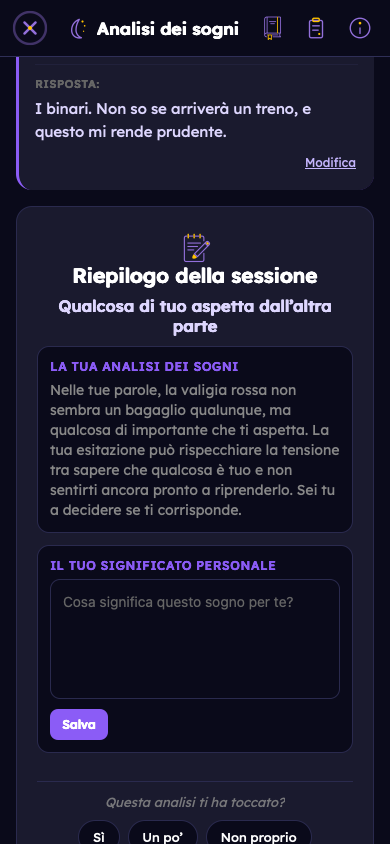 Esempio immaginario: Guarda come le tue risposte danno significato al tuo sogno
