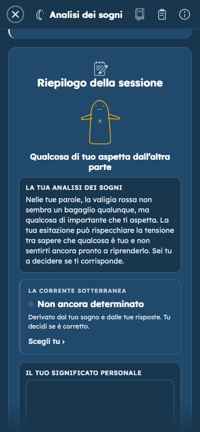 Esempio immaginario: Guarda come le tue risposte danno significato al tuo sogno