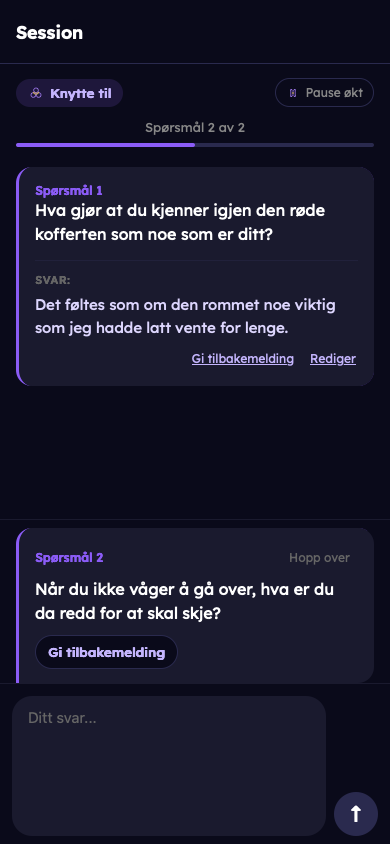 Fiktivt eksempel: Svar på personlige spørsmål