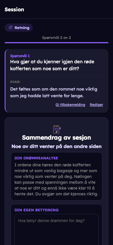 Fiktivt eksempel: Motta refleksjonen din