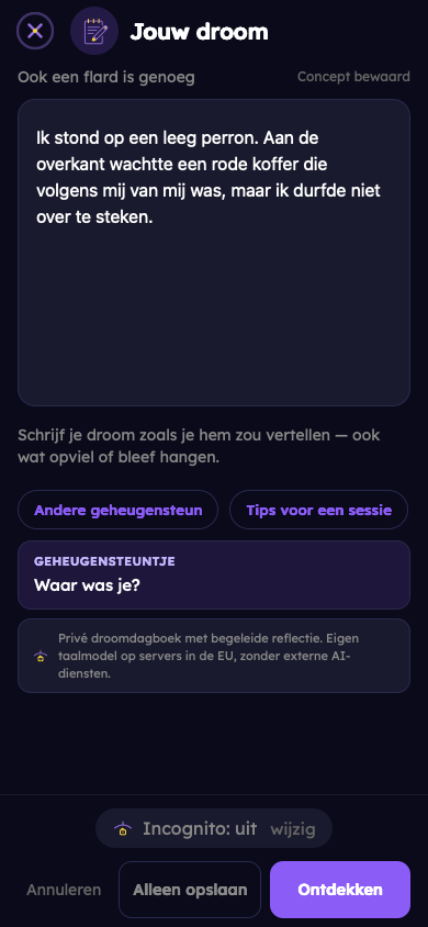 Fictief voorbeeld: Leg je droom vast