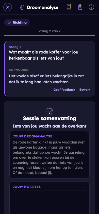 Fictief voorbeeld: Zie hoe jouw antwoorden je droom betekenis geven
