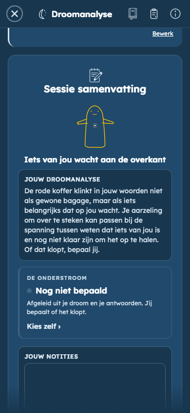 Fictief voorbeeld: Zie hoe jouw antwoorden je droom betekenis geven