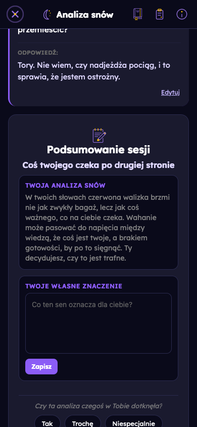 Fikcyjny przykład: Zobacz, jak twoje odpowiedzi nadają znaczenie twojemu snu