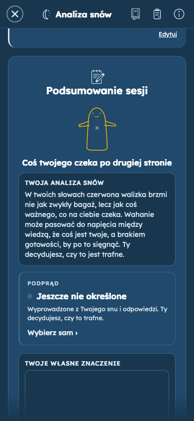 Fikcyjny przykład: Zobacz, jak twoje odpowiedzi nadają znaczenie twojemu snu