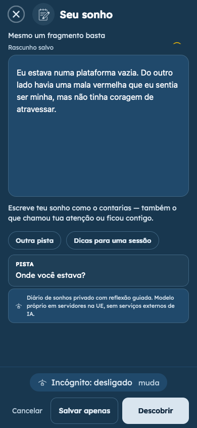 Exemplo fictício: Registre seu sonho