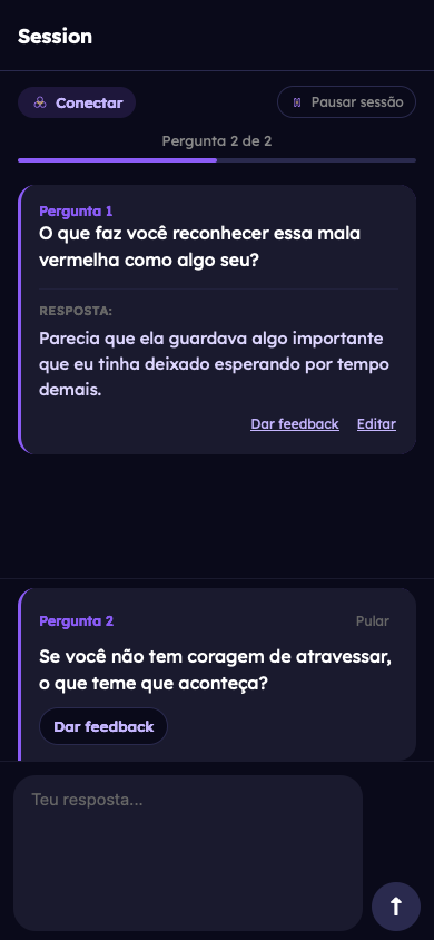 Exemplo fictício: Responda a perguntas pessoais