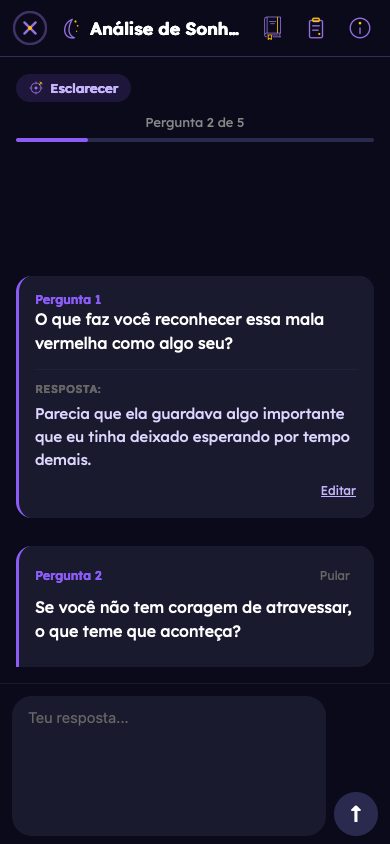 Exemplo fictício: Responda a perguntas pessoais