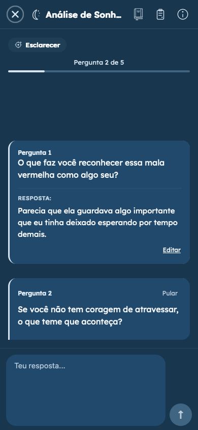 Exemplo fictício: Responda a perguntas pessoais