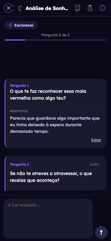 Exemplo fictício: Responde a perguntas pessoais