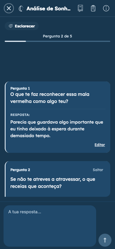 Exemplo fictício: Responde a perguntas pessoais