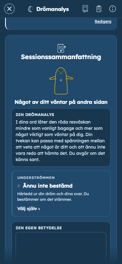 Fiktivt exempel: Se hur dina svar ger din dröm mening